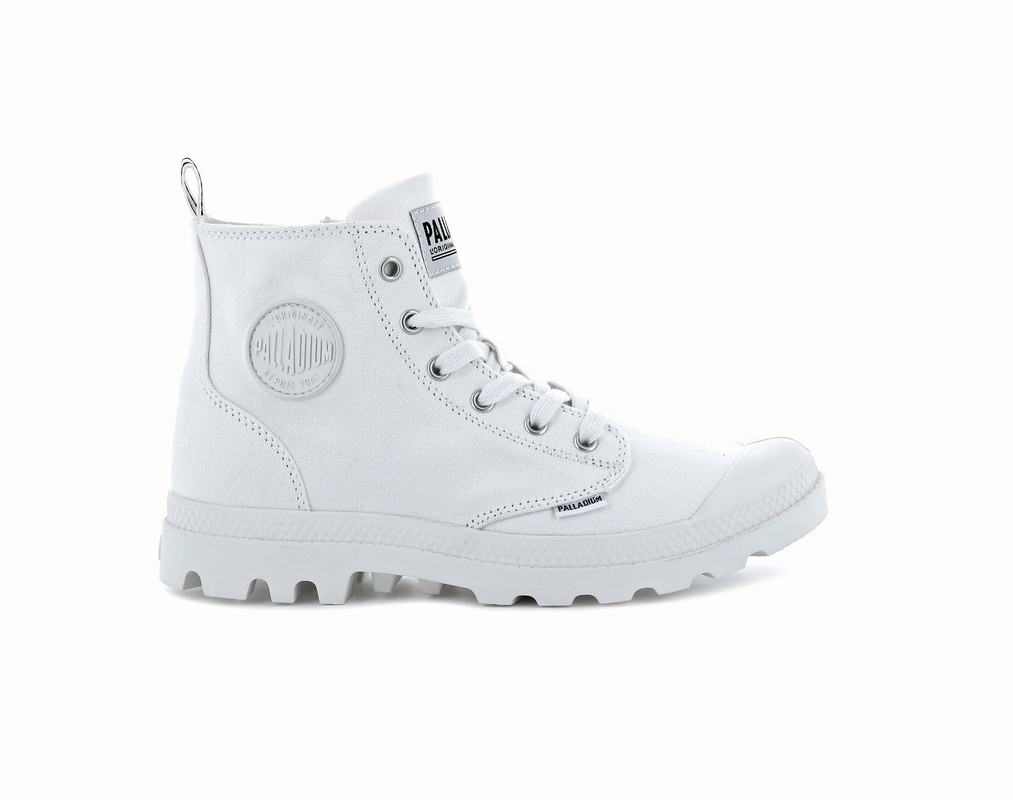 Palladium Pampa Hi Zip Canvas Men's Boots White (QWUI25439)